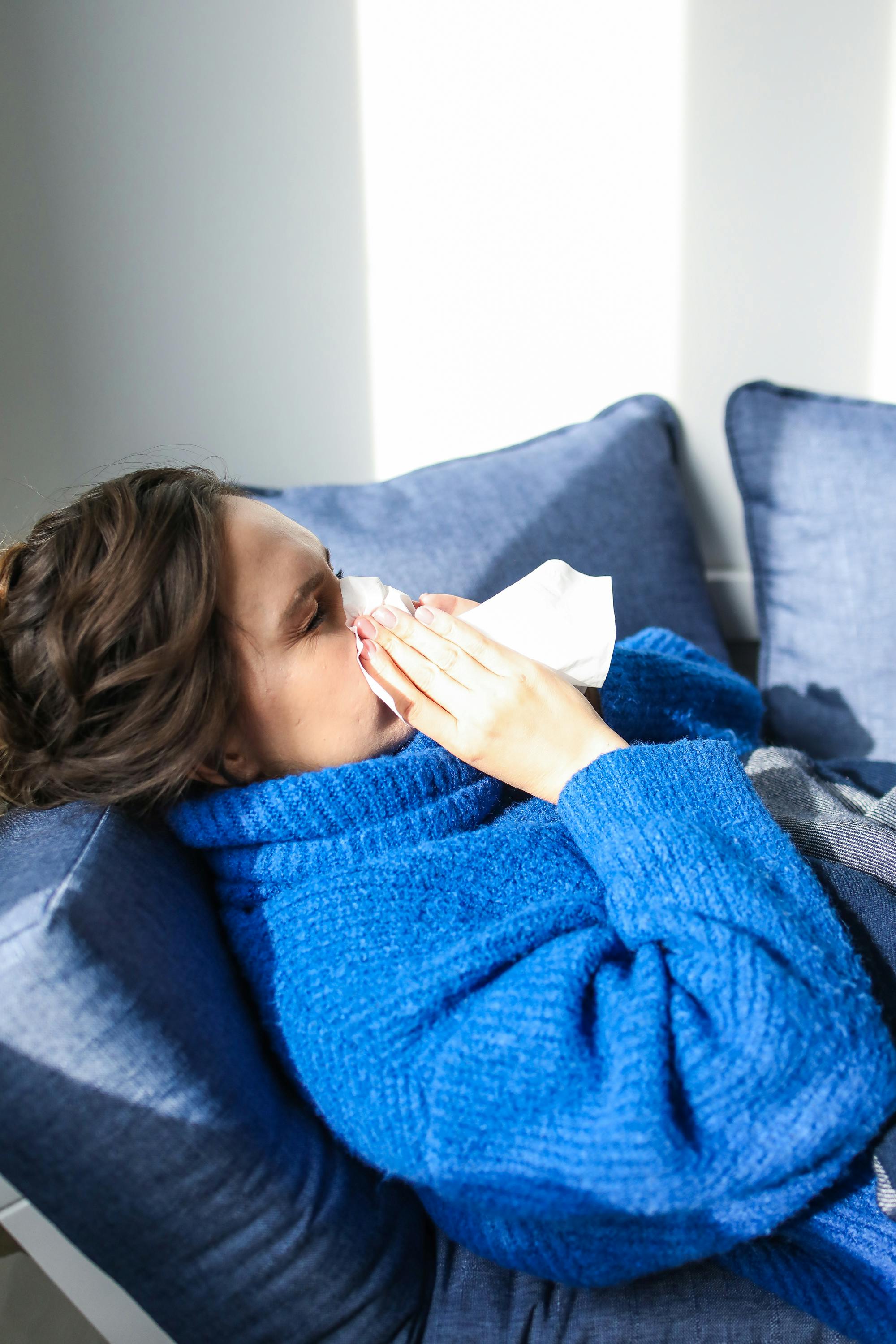 Person resting at home while unwell