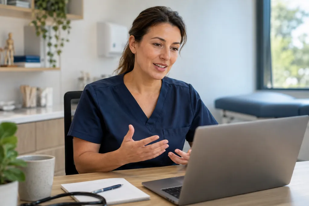 Registered healthcare practitioner speaking with a patient online